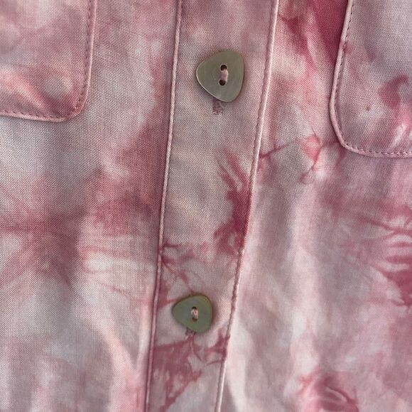 John Mark Pink Tie Dye Abstract Patchwork Button Up Blouse Top Women’s Sz Small - Picture 4 of 6